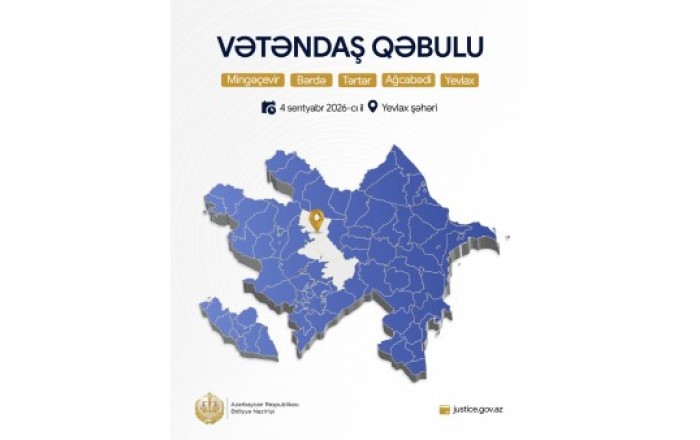 Ədliyyə naziri Yevlaxda vətəndaşları qəbul edəcək