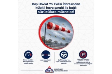 DYP küləkli hava ilə bağlı sürücülərə müraciət edib